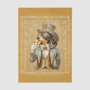 Papel De Seda Lindo perro Dachshund Steampunk, Decoupage de vidr