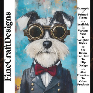 Papel De Seda Lindo perro Schnauzer Steampunk, corbatín Z9 decou