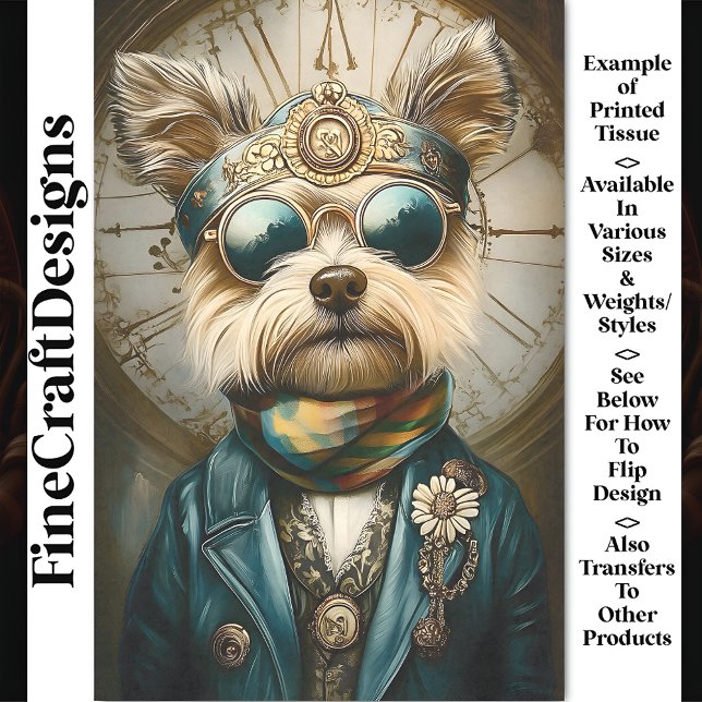 Papel De Seda Lindo perro Steampunk con gafas, bufanda BH6 decou (Subido por el creador)