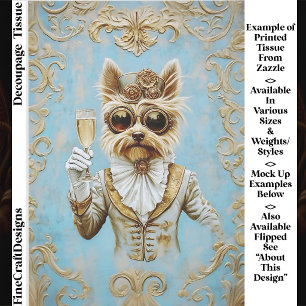 Papel De Seda Lindo perro Yorkie Steampunk champán FR7L Decoupag