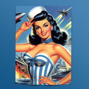 Papel De Seda Lindo Pin-up Marinero Retro
