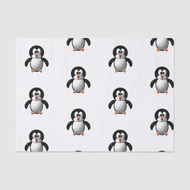 Papel De Seda Lindo pingüino animado con aspecto 3D (Anverso)