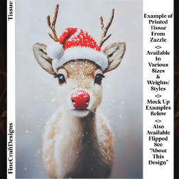 Papel De Seda Lindo Rudolf con sombrero de Santa en la nieve EK2