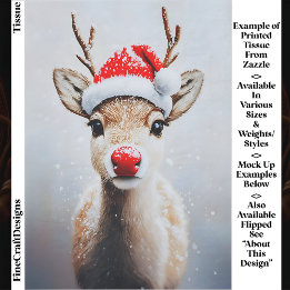 Papel De Seda Lindo Rudolf con sombrero de Santa en la nieve EK2