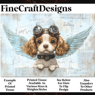 Papel De Seda Lindo Spaniel Steampunk Con Alas AW1 Decoupage