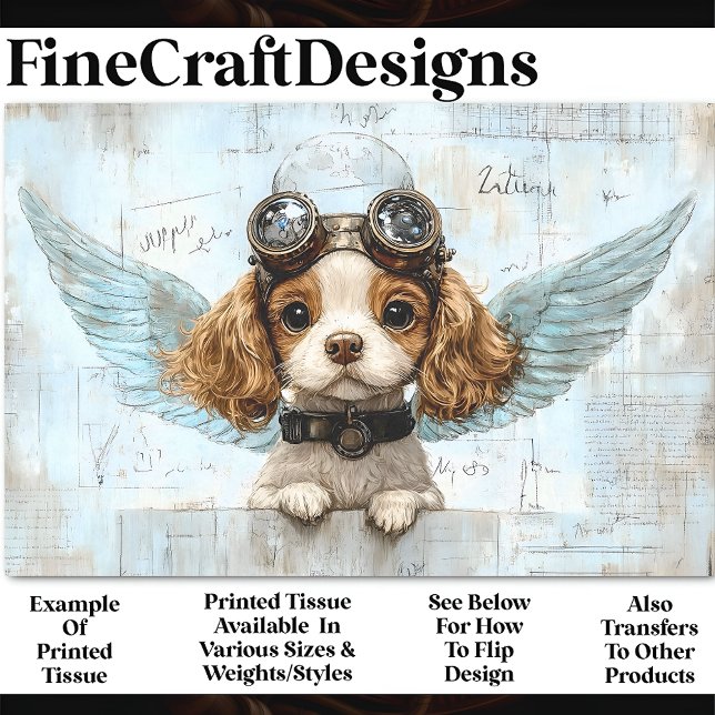 Papel De Seda Lindo Spaniel Steampunk Con Alas AW1 Decoupage (Subido por el creador)