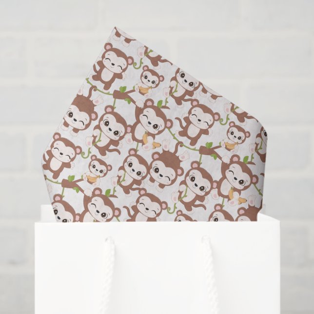 Papel De Seda lindo unisex bebé de mono  (Bolsa de regalo)