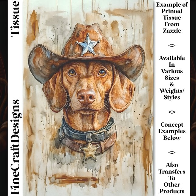 Papel De Seda Lindo Vaquero Sheriff Perro Marrón DC9 Decoupage (Subido por el creador)