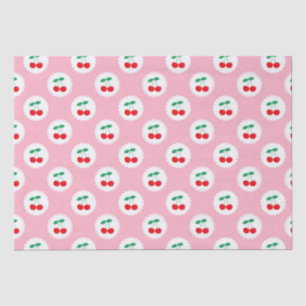 Papel De Seda Lindo verano vintage rosa, blanco y rojo de cereza