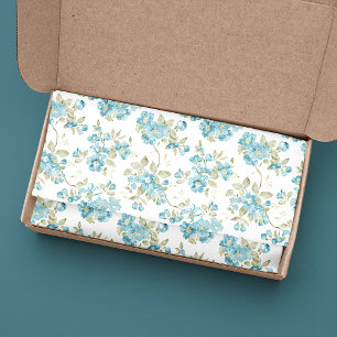 Papel De Seda Lindo Verde Oliva Aqua Turquesa Floral Acuarela