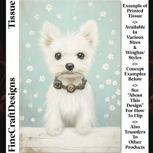 Papel De Seda Lindo Westie Blanco, Collar Steampunk CX3 Decoupag