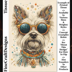 Papel De Seda Lindo Westie Dog Boho Chic Caprichoso Decoupage CK