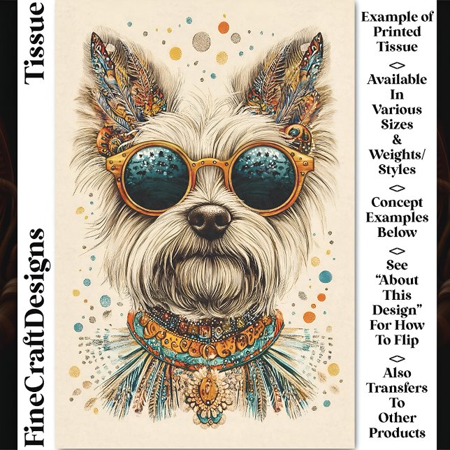 Papel De Seda Lindo Westie Dog Boho Chic Caprichoso Decoupage CK (Subido por el creador)