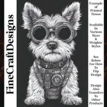 Lindo Westie steampunk decoupage T7 en negro y bla