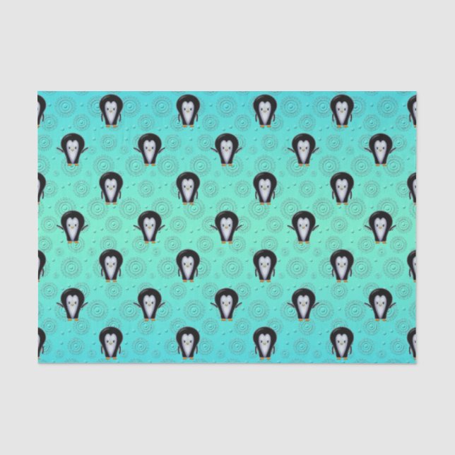 Papel De Seda Lindos Pequeños Pingüinos (Anverso)