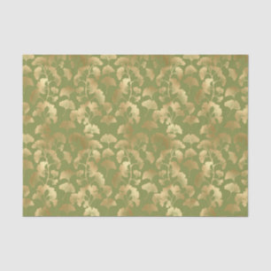 Papel De Seda Línea de Arte de Hoja de Ginkgo Esmeralda Botánico