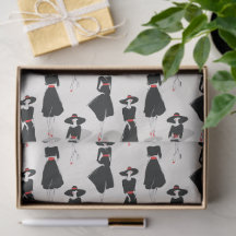 Línea de moda de vestido negro patrón de arte