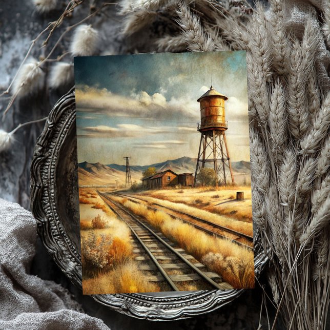 Papel De Seda Línea del viejo ferrocarril del oeste silvestre oc (Western wild west old abandoned railway line tissue paper)