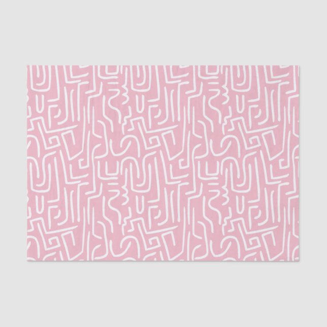 Papel De Seda Líneas abstractas 130318 - Blanco sobre rosa pálid (Anverso)