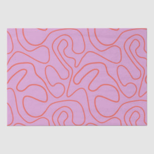 Papel De Seda Líneas abstractas minimalistas retro en naranja y