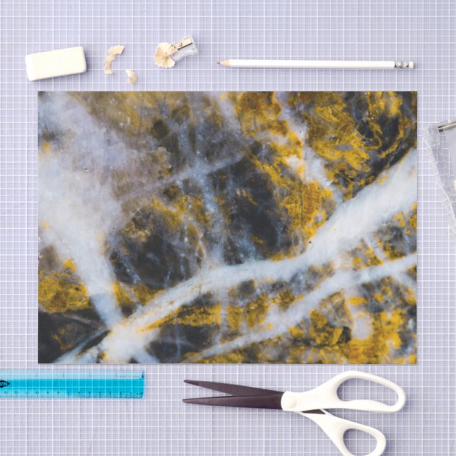 Papel De Seda Líneas blancas doradas abstractas textura rocosa (Artesanía)