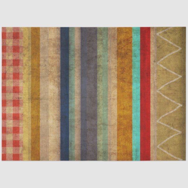 Papel De Seda Líneas de arcoíris vintage (Anverso)