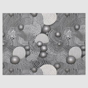 Papel De Seda Líneas geométricas abstractas en blanco y negro qu