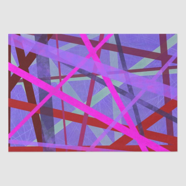 Papel De Seda Líneas geométricas rosadas y púrpura (Anverso)