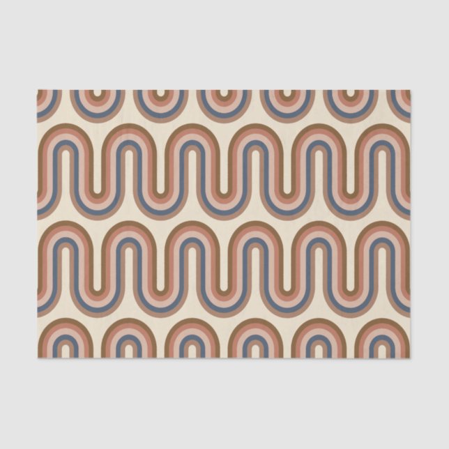Papel De Seda Líneas onduladas retro tierra en marrón   (Anverso)