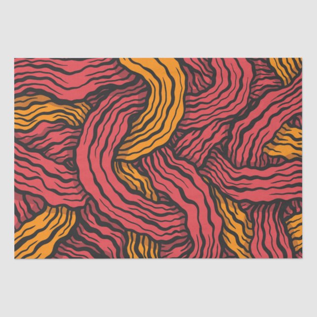 Papel De Seda Líneas rojas y amarillas (Anverso)