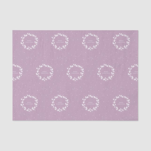 Papel De Seda Lino Print Mauve + Navidades blancos Holly Wreath (Anverso)
