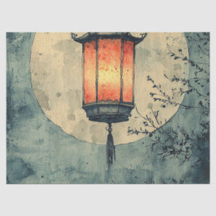 Papel De Seda Linterna iluminada por la luna Sumi-E acuarela (1)