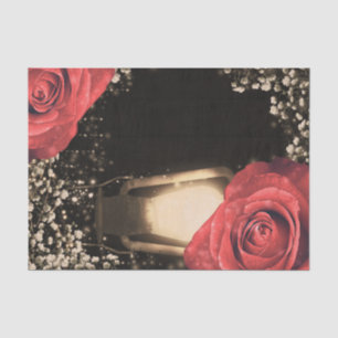 Papel De Seda Linterna Rústica Resplandeciente Rosas Rojas Vinta