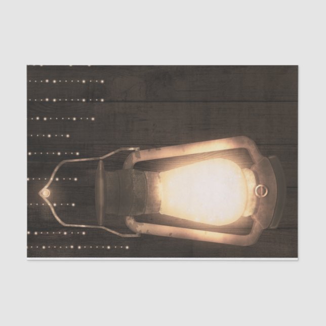 Papel De Seda Linterna Rústica y Luces Madera Marrón de Granero  (Anverso)