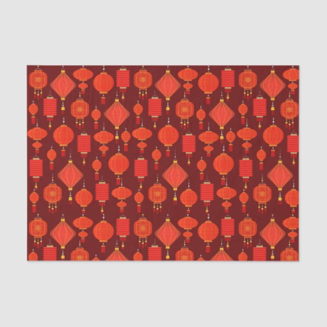Papel De Seda Linternas chinas rojas y doradas (Anverso)