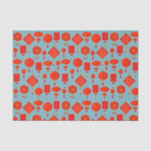 Papel De Seda Linternas chinas rojas y doradas