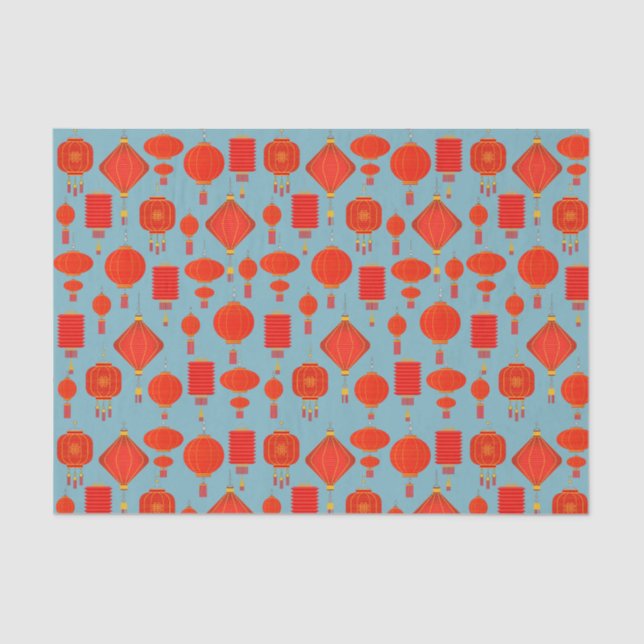 Papel De Seda Linternas chinas rojas y doradas (Anverso)