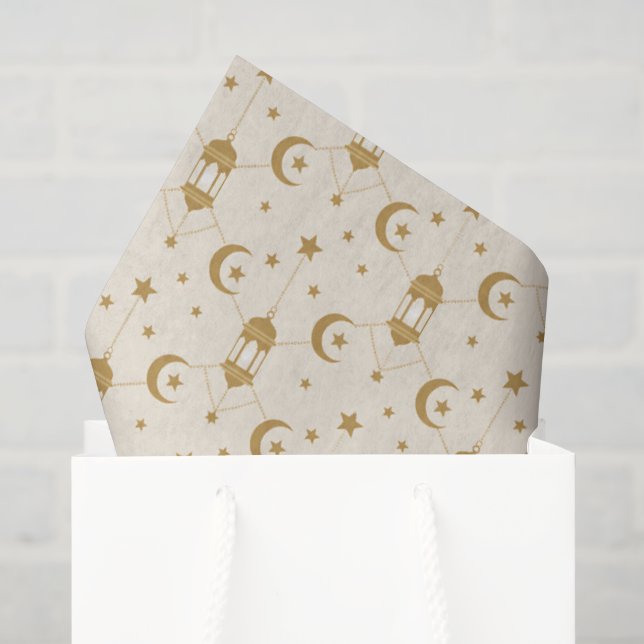 Papel De Seda  Linternas de Ramadan y medialuna sin fisuras  (Bolsa de regalo)