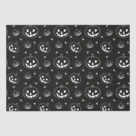 Papel De Seda Linternas Jack-O en blanco y negro Halloween negro