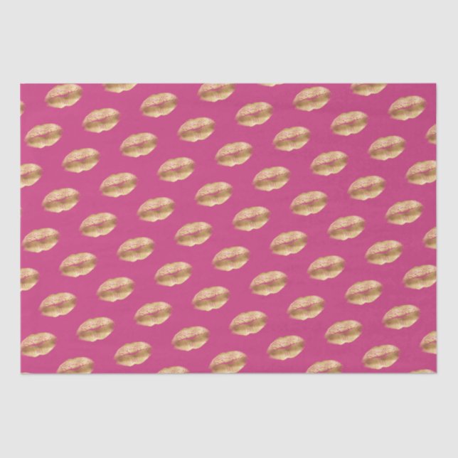Papel De Seda Lips de besos de oro rosado (Anverso)