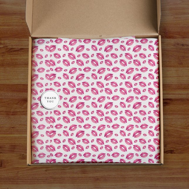 Papel De Seda Lips Pattern Pink & White (Lips Pattern Pink & White Tissue Paper
)