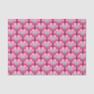 Papel De Seda Lirio Art Deco, fucsia rosa y gris plateado