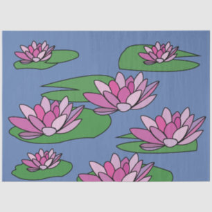 Papel De Seda Lirio de Agua Floral Flores Rosadas