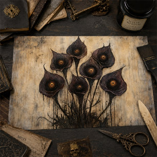 Papel De Seda Lirio de Calla Gótico con Ojos Fantasía Oscura Dec