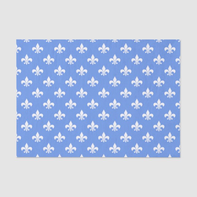 Papel De Seda Lirios blancos sobre azul centaurea (Anverso)