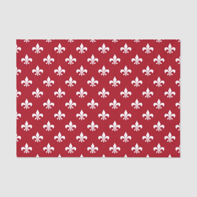 Papel De Seda Lirios blancos sobre fondo rojo oscuro (Anverso)