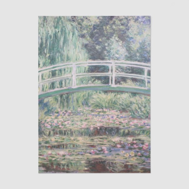 Papel De Seda Lirios de agua blancos de Claude Monet (Anverso)