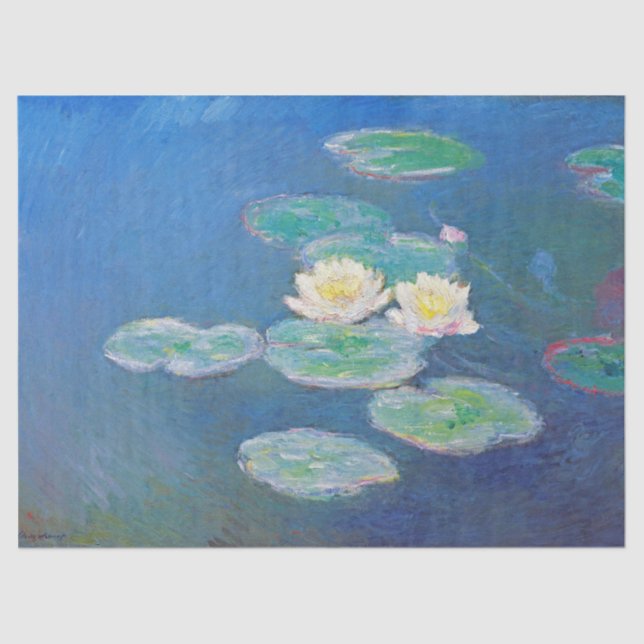 Papel De Seda Lirios de agua, efecto vespertino de Monet (Anverso)