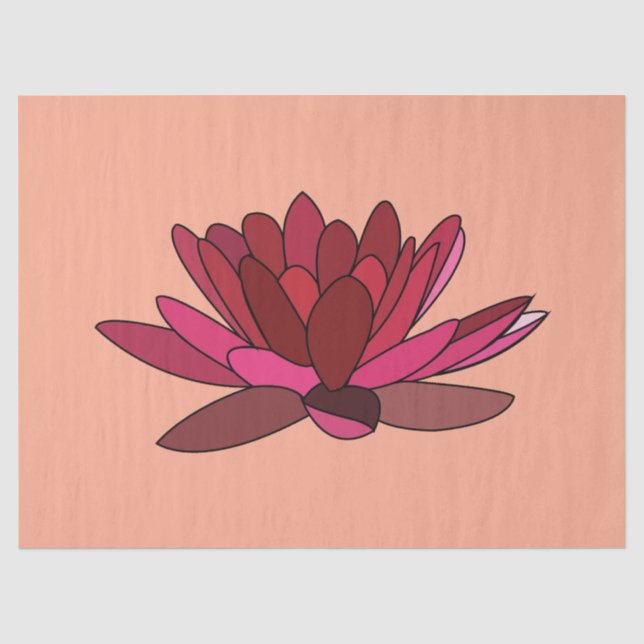 Papel De Seda Lirios de Agua Rosados Rojos (Anverso)