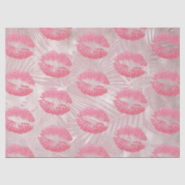 Papel De Seda Litros Purpurinas rosados y hojas tropicales de or